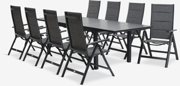 VATTRUP P170/273 pöytä musta + 4 MYSEN tuoli harmaa