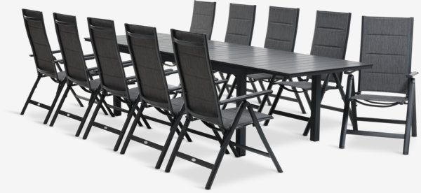 VATTRUP P206/319 pöytä musta + 4 MYSEN tuoli harmaa