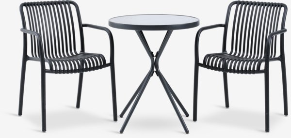 RADSTRUP Ø60 stôl + 2 NABBEN stolička čierna