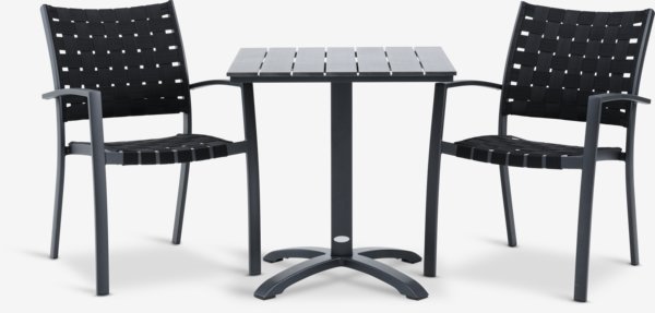 HOBRO P70 pöytä + 2 JEKSEN tuoli musta