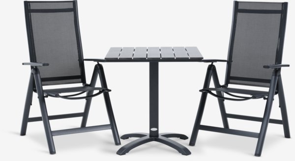 HOBRO L70 table + 2 LOMMA chaises noir