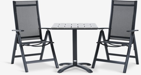 HOBRO L70 table grey + 2 LOMMA chair black