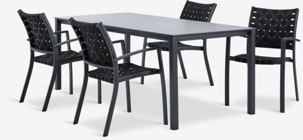LANGET L207 table + 4 JEKSEN chaises noir