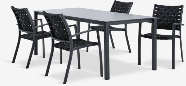 LANGET L207 table + 4 JEKSEN chair black