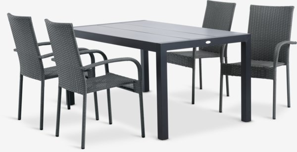 HAGEN L160 table + 4 GUDHJEM chair grey