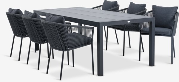 HAGEN P214 pöytä + 4 BRAVA tuoli harmaa