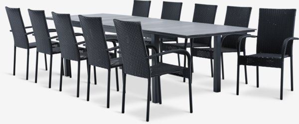 MOSS Μ214/315 τραπέζι γκρι + 4 GUDHJEM καρέκλες μαύρο