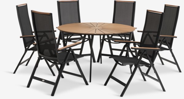 RANGSTRUP Ø130 stůl přírodní/černá + 4 BREDSTEN židle