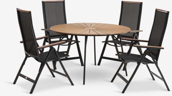 RANGSTRUP Ś130 stół naturalny/czarny + 4 BREDSTEN krzesło