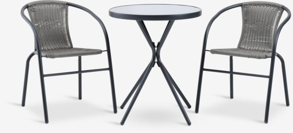 RADSTRUP Ø60 Tisch + 2 GRENAA Stuhl schwarz
