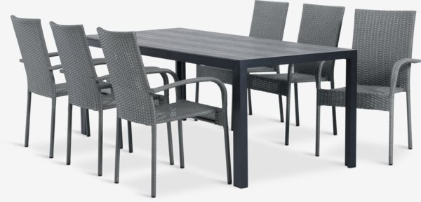 PINDSTRUP D205 stôl + 4 GUDHJEM stolička sivá