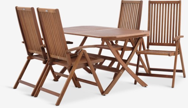 Mesa FEDDET L150 + 4 sillas KAMSTRUP madera dura
