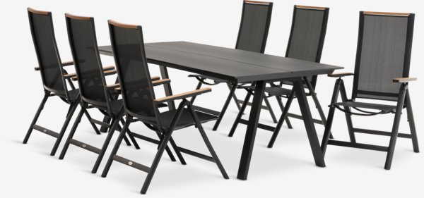 FAUSING L220 table + 4 BREDSTEN chaises noir