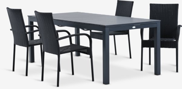 VATTRUP L206/319 table + 4 GUDHJEM chaises noir