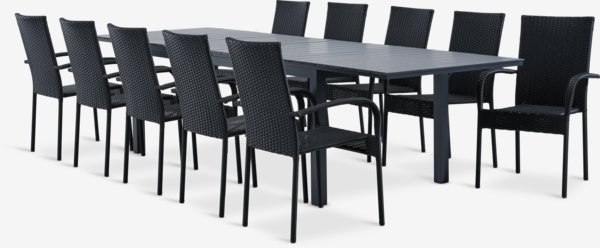 VATTRUP L206/319 tafel + 4 GUDHJEM stoel zwart