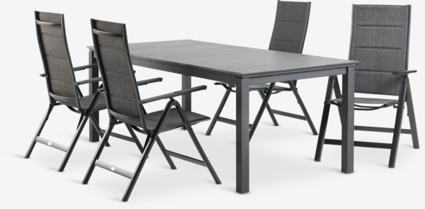 MOSS C214/315 mesa + 4 MYSEN cadeira cinzento