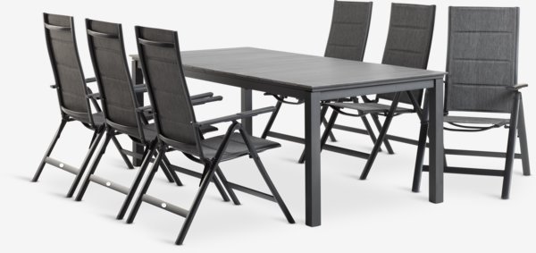 MOSS L214/315 bord grå + 4 MYSEN stol grå
