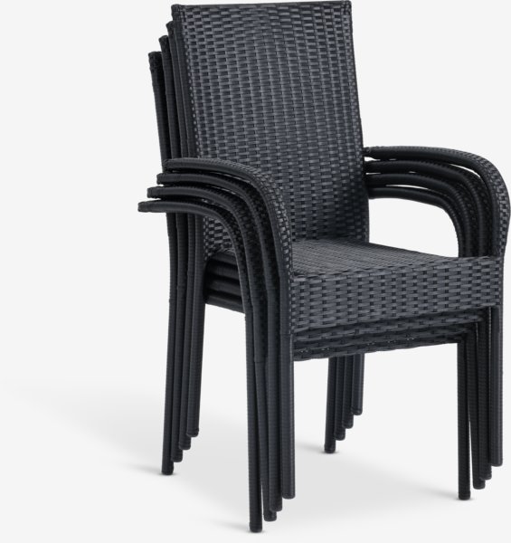 MOSS L214/315 bord grå + 4 GUDHJEM stol svart