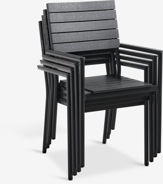 MADERUP D205 stół + 4 PADHOLM krzesło czarny
