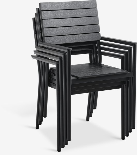 Mesa MADERUP L205 + 4 sillas PADHOLM negro
