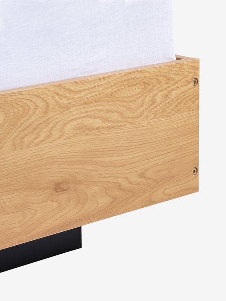 Bed frame ELLINGE Euro Double w/storage oak colour