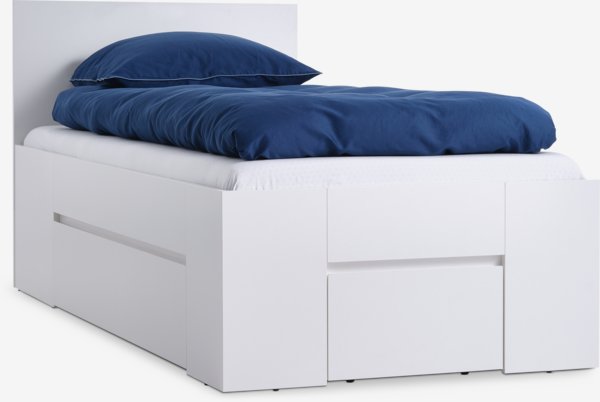 Bed frame LIMFJORDEN Single 2 drawers white