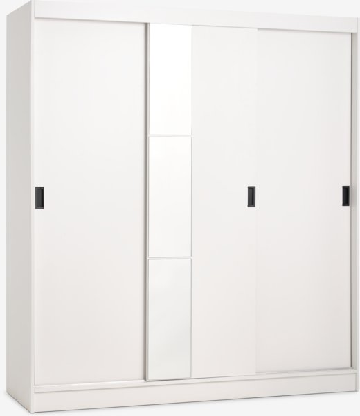 Armadio ODDER 179x201 cm 3 ante scorrevoli specchio bianco