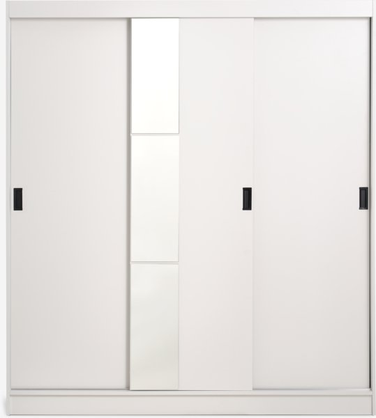 Armadio ODDER 179x201 cm 3 ante scorrevoli specchio bianco