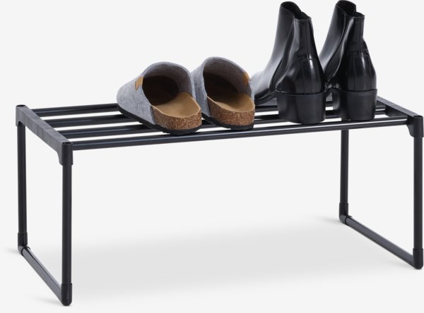 Shoe rack BORNHOLM 1 shelf stackable black