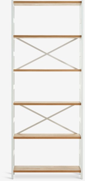 Shelving unit INTRUP wide 6 shelves white/oak