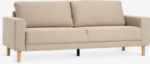 Sofa EGENSE 3-miejscowa tkanina piaskowy/kolor dębu