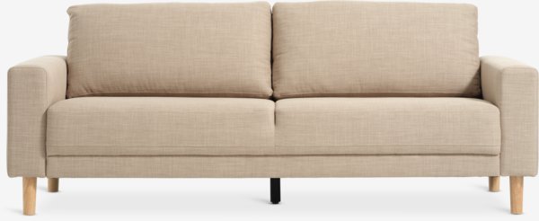 Sofa EGENSE 3-seter sand stoff/eikefarget