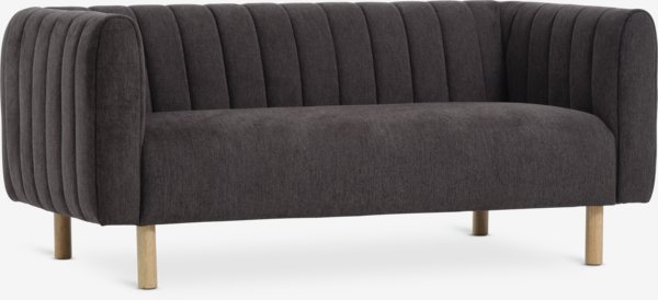 Sofa MAGLEBY 2.5-seater dark brown fabric/oak colour