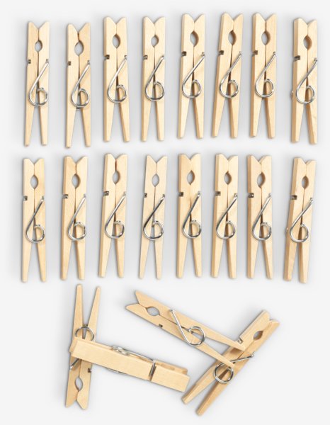 Clothes pegs WILLHEM wood pack of 20