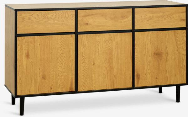 Credenza ODENSE 3 ante + 3 cassetti color rovere/nero