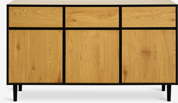 Credenza ODENSE 3 ante + 3 cassetti color rovere/nero