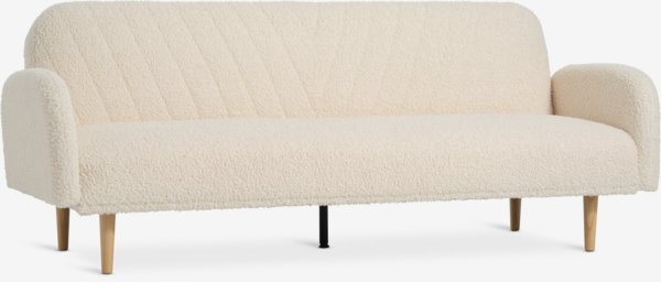 Sovesofa PARADIS råhvid teddy/egefarve