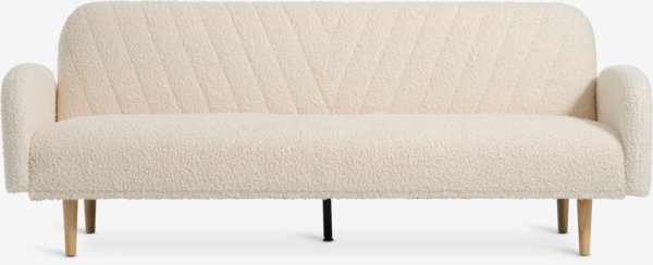 Schlafsofa PARADIS Teddyplüsch off-white/ eichenfarben