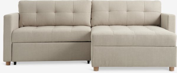 Sofa bed chaise longue TEGLHUSE beige fabric