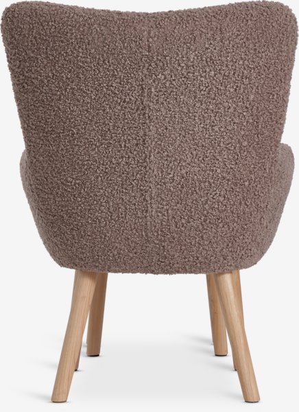 Armchair w/footstool HVILSTED sand teddy/natural