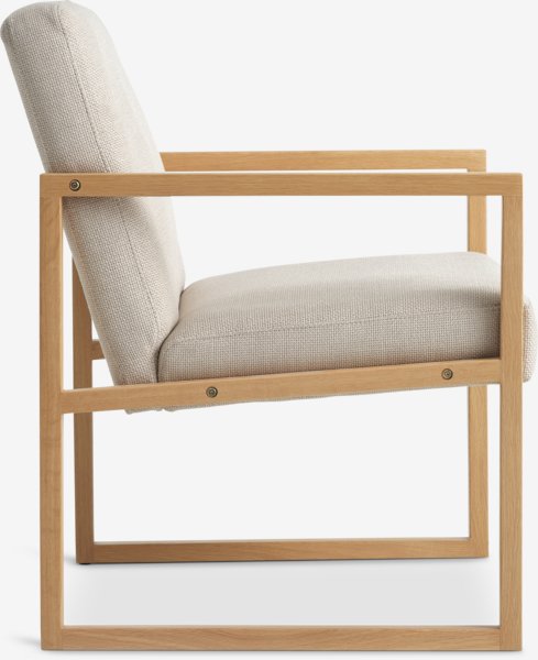 Fauteuil KALUNDBORG tissu sable/chêne