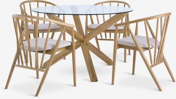 AGERBY D119 table oak + 4 ARNBORG chairs oak/off-white