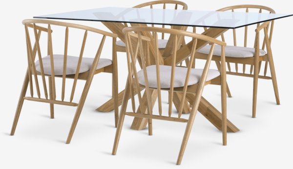 AGERBY L160 table oak + 4 ARNBORG chairs oak/off-white