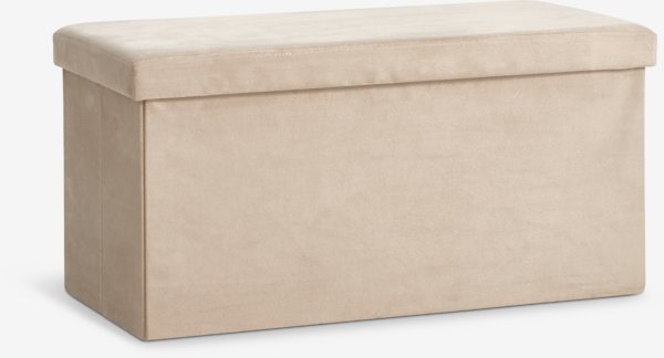 Pouf AUNING 76x38 cm con contenitore in velluto sabbia scuro