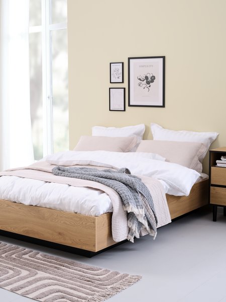 Bed frame ELLINGE Euro Double w/storage oak colour