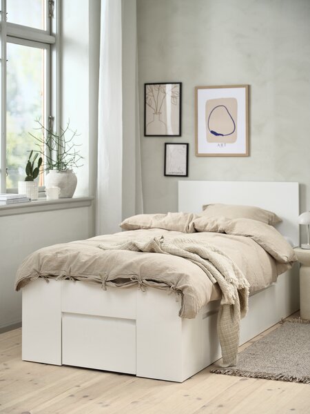 Bed frame LIMFJORDEN Single 2 drawers white