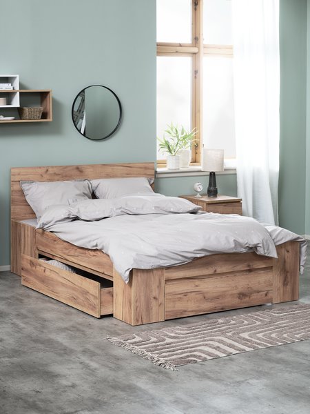 Struttura letto LIMFJORDEN 160x190 cm 3 cassetti rovere nat
