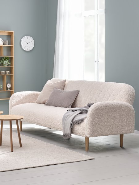 Sovesofa PARADIS råhvid teddy/egefarve