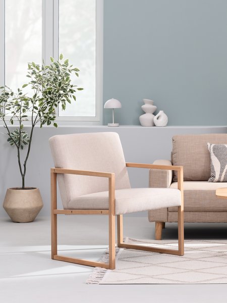 Fauteuil KALUNDBORG tissu sable/chêne