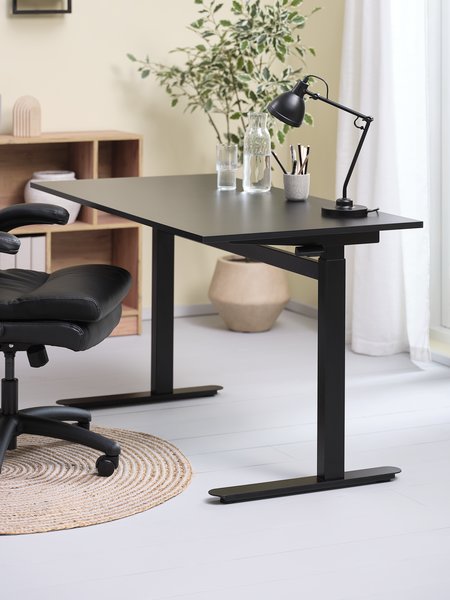 Bureau ajustable avec vérin à gaz LUNDTOFT 70x130 noir